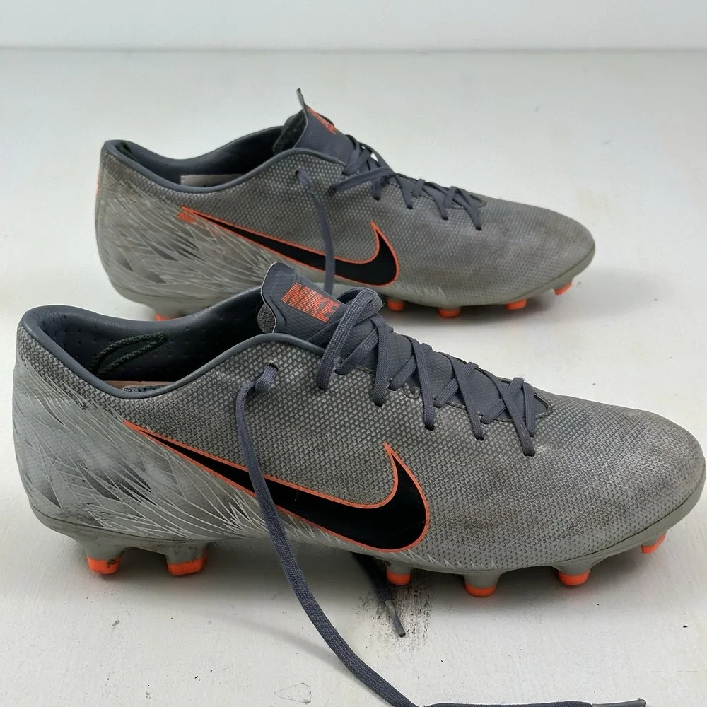 Nike Mens 9.5 Vapor 12 Academy FG/MG AH7375 408 Shoes‎ Gray Orange Soccer Cleats